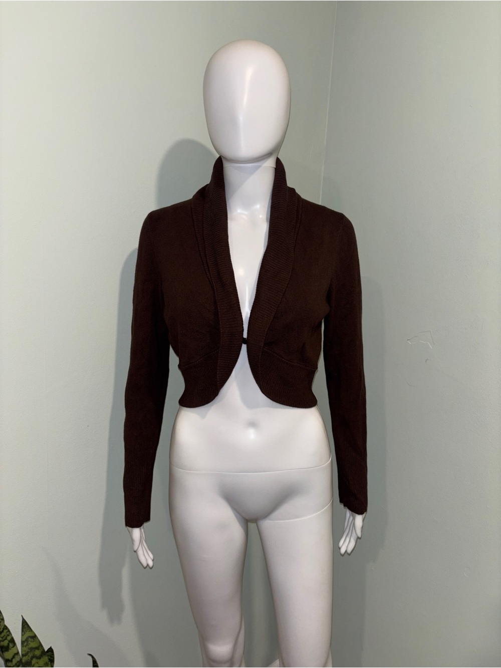 LOFT Vintage Style Brown Long Sleeve Bolero Shrug Cropped Cardigan - M